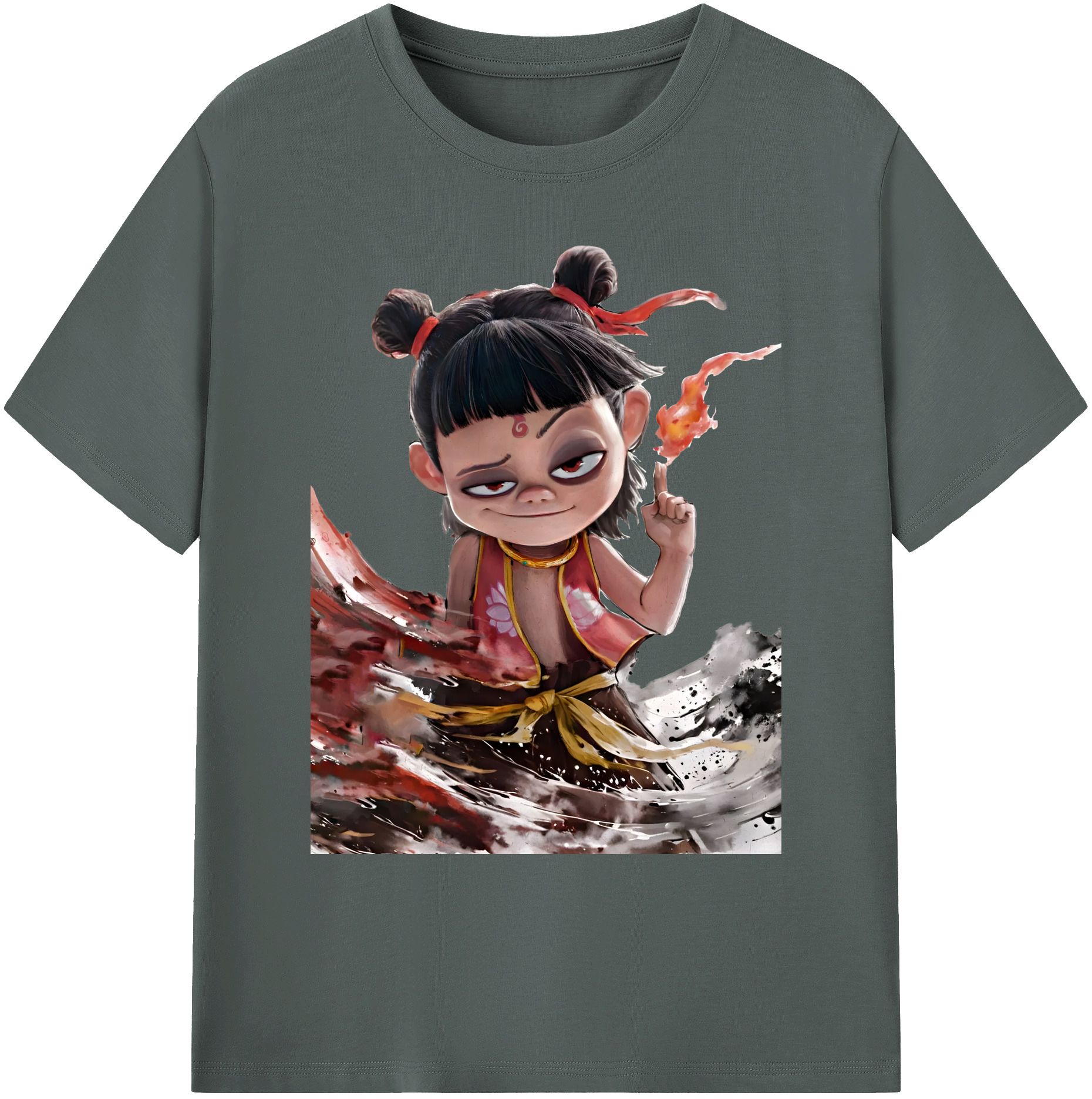 （画像用） Ne Zha 2 ナタ 魔童の大暴れ 綿100％ メンズ半袖Tシャツ｜肌触りやわらか＆通気性